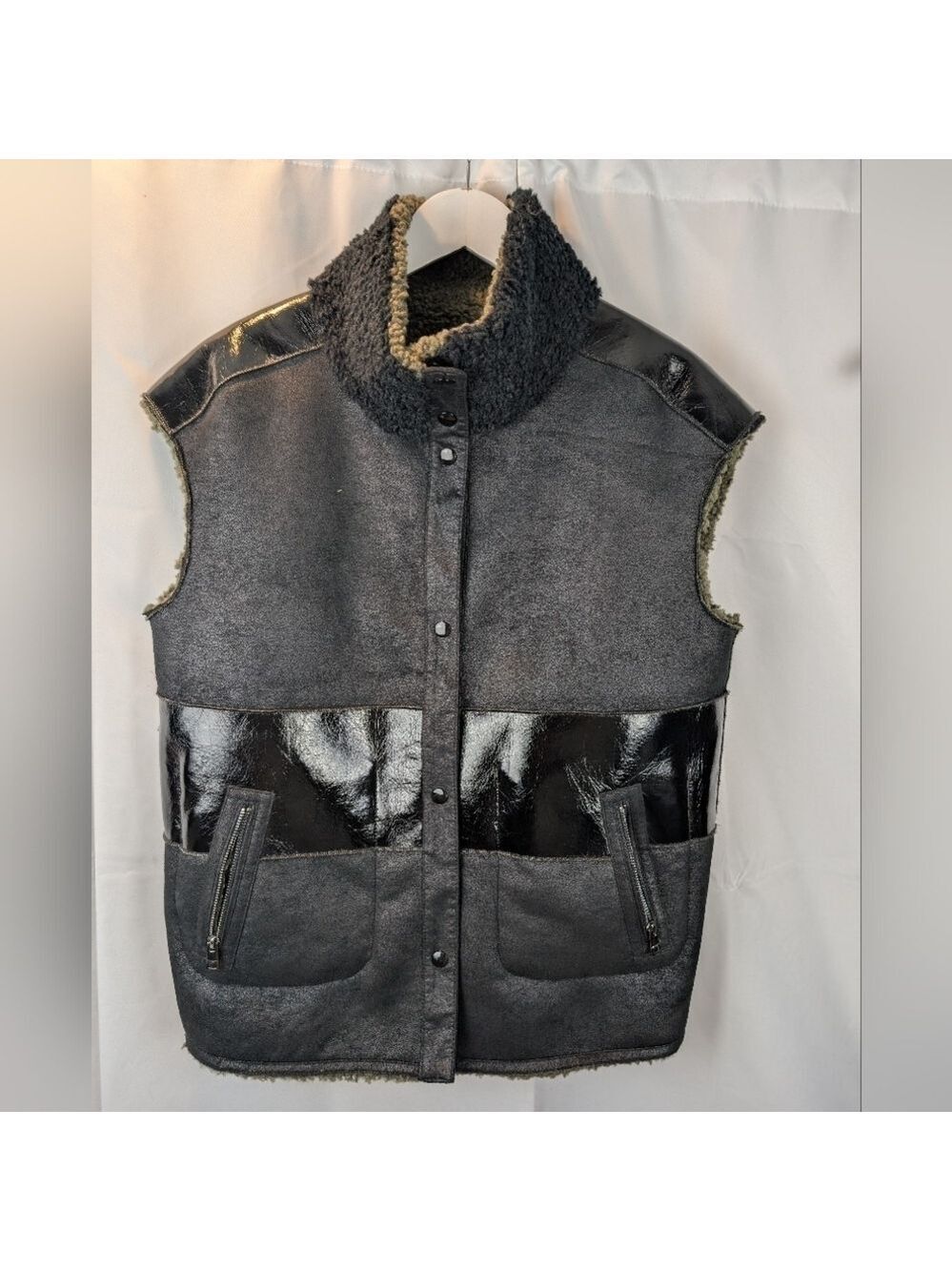 Marc Cain Reversible Faux  Shearling Vest Size L(By Measurements) In EUC